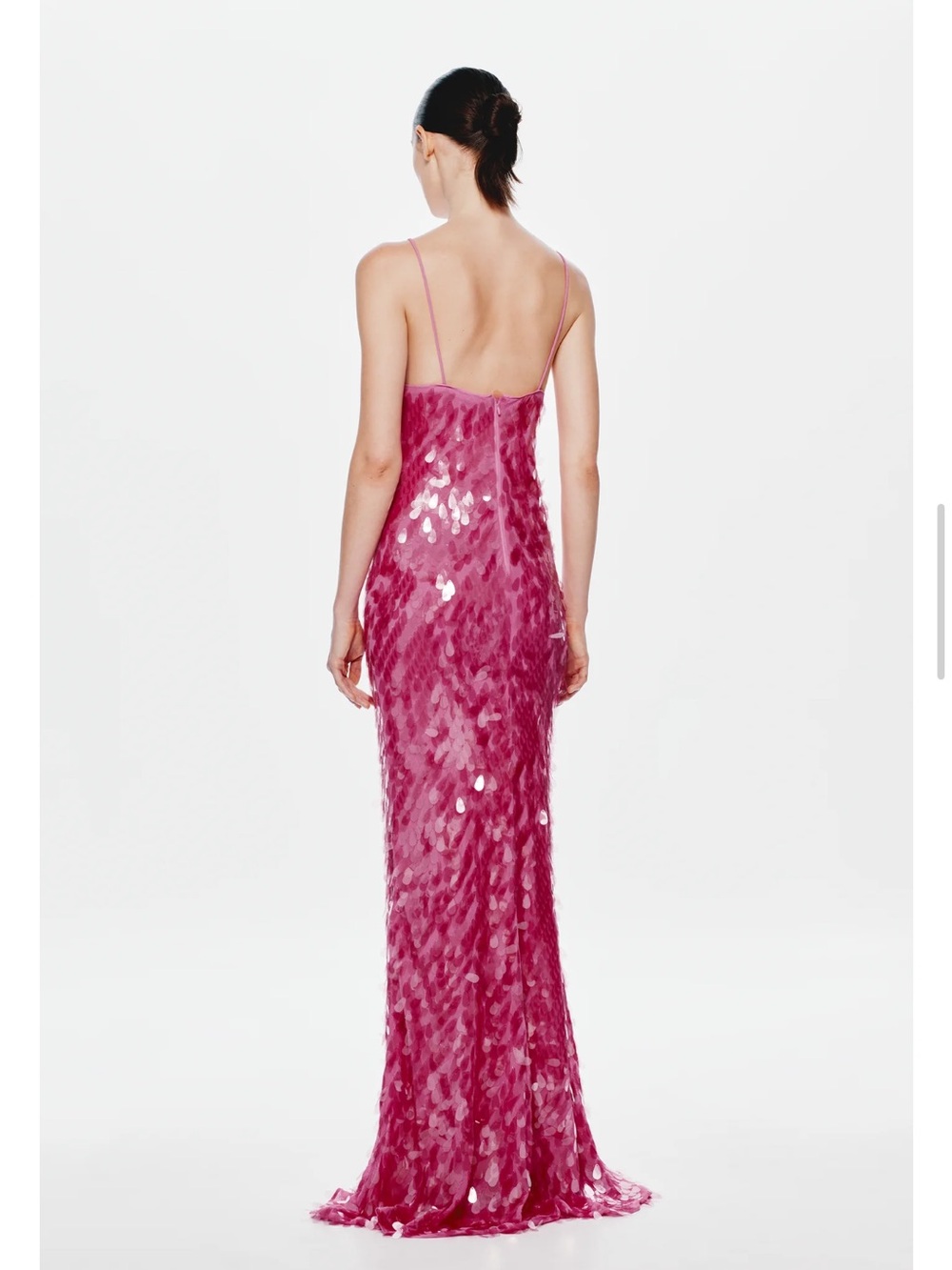 Mishka Fuchsia Sequin Backless Slip Gown